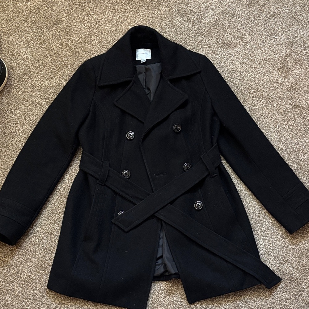 Women's Black Double-Breasted Coat